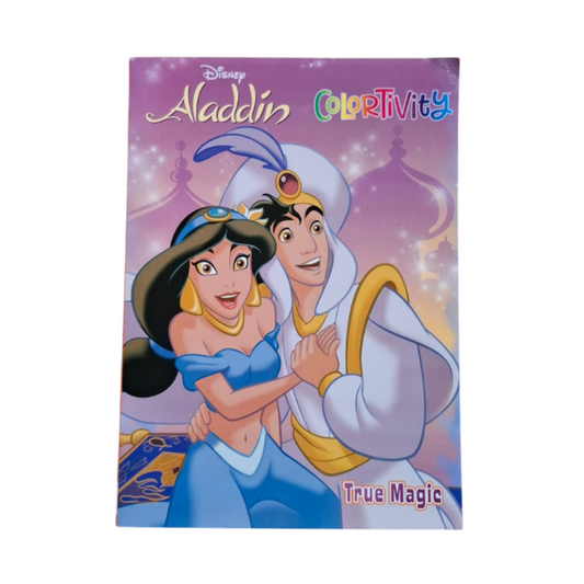 Libro para colorear con actividades, Aladdin