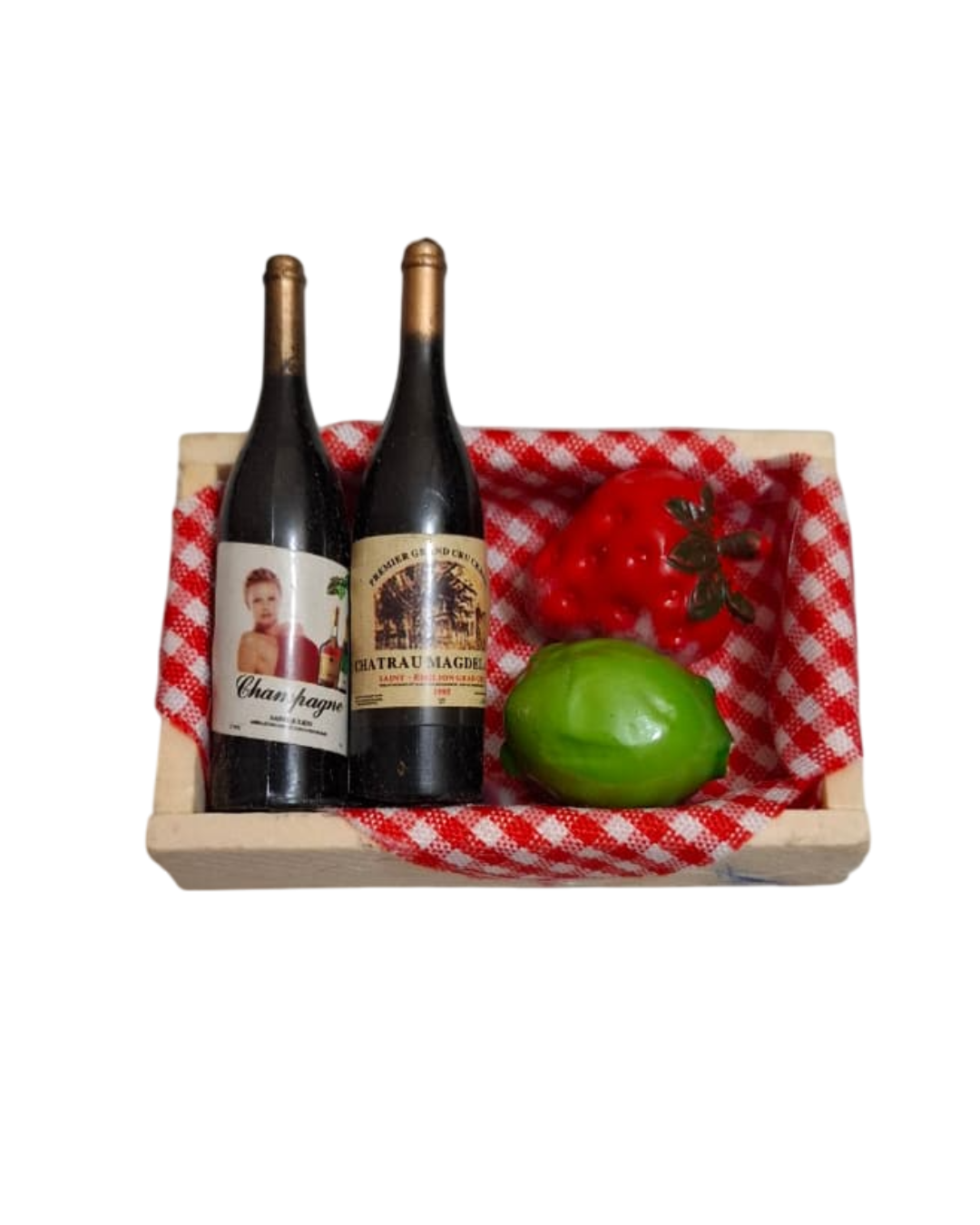 Botellitas de vino, imanes.